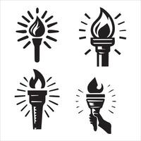 Iconic Torch Silhouettes with a Clean Background vector