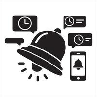 Scheduled Alerts with Bell and Clock Silhouette for Smartphones vector
