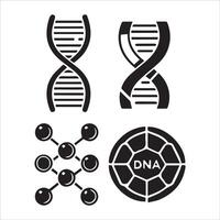 Modern Science Icons with DNA Helix and Bonds Silhouettes vector
