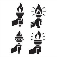 Four Variations of Classic Torch Silhouettes on a White Background vector