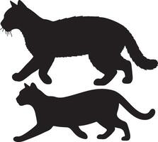 Two silhouettes of cats walking in different directions vector