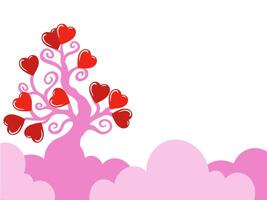 Valentines Day Heart Tree Background vector