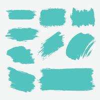 Collection of ink Brush Strokes. Set of Grunge Brushes turquoise color. Dirty textures of banners, boxes, frames and design elements vector