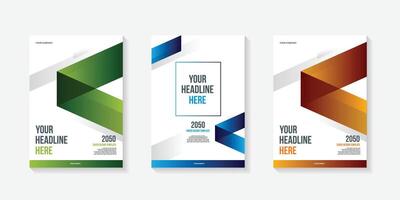 Modern folding ribbon theme book cover template in gradient color. A4 size book cover template for annual report, magazine, booklet, proposal, portfolio, brochure, poster vector