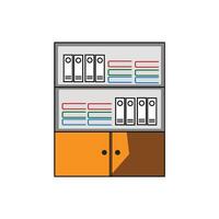 file cabinet with file folders and books on a white background vector