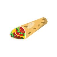 burrito with meat and vegetables on a white background vector
