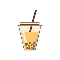 bubble tea with straw and straw in a cup vector