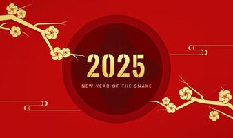 Spring Festival background design 2025 big title and plum blossom and Chinese moire vector