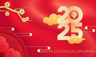 Spring Festival background design 2025 headline and Chinese elements vector