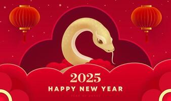 Spring Festival background design golden snake lantern vector