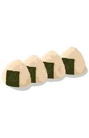 Delicious triangle Rice balls onigiri lined up On white background vector