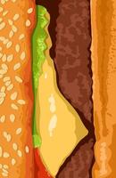 Colorful vertical Closeup hamburger condiment sesame seed background texture vector