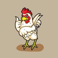 fun design a chicken mascot vector