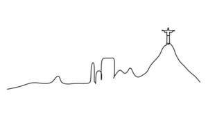 continuous line drawing of the city of rio de janeiro, brazil vector