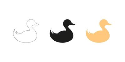 Adorable Baby Duck Icon Illustration Set in Various Styles vector