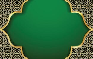 Luxury green background with golden pattern and place for text. vector