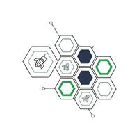 A bee and a beekeeper are on a hexagon vector