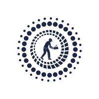 A man in a hat is walking in circles icon vector