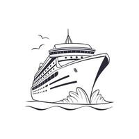 ship is shown in a black and white drawing vector