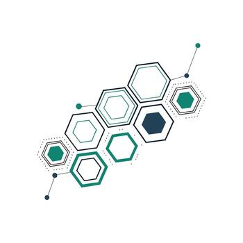 un hexágono modelo con un línea conectando eso vector