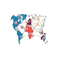 A map with several people connected to each other vector