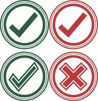 Four check mark icons in red and green vector