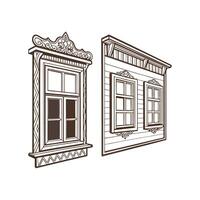 Two windows and a window frame in a house vector