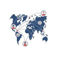 The world map with people connected to each other vector