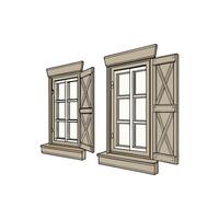 Two windows with shutters on a white background vector