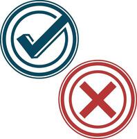 Two check and cross icons vector