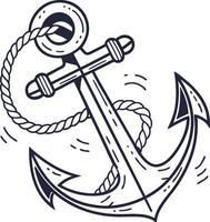 An anchor with rope and rope on it vector