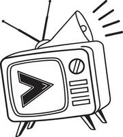 An old television with a arrow pointing to it vector