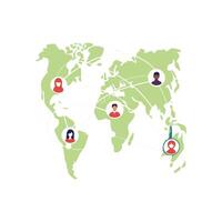 A map with people connected to each other vector