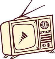 An old television with a television antenna and a television antenna vector