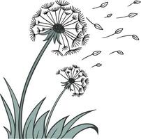 Dandelions blowing in the wind vector