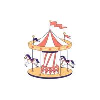 A carousel with horses and a man on it vector