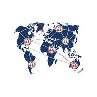 A map with icons of people and a red circle vector