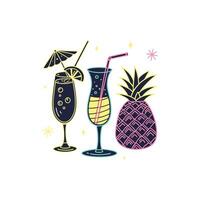 Tropical cocktail illustration , art vector