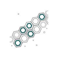 A green and blue hexagon pattern on a white background vector