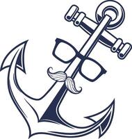 An anchor with glasses and mustache vector