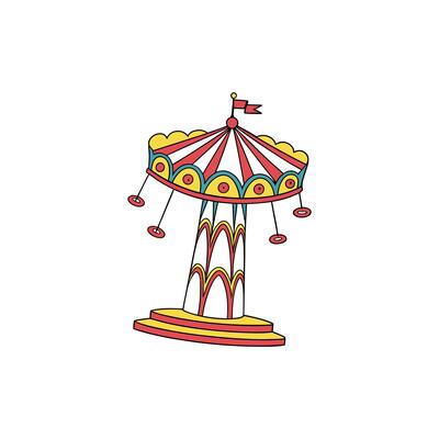 A colorful carousel ride on a white background