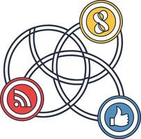 The social media logo with three circles and a thumbs up vector