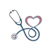 A stethoscope and heart shape on a white background vector