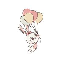 A cute bunny with balloons in its hands vector