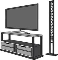 An illustration of a television and a stand vector