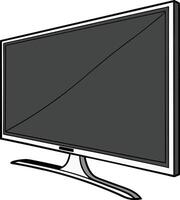 A black and white drawing of a flat screen tv vector