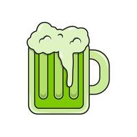An illustration of a green beer mug filled with foam, often associated with St. Patricks Day celebrations or festive drinks. vector