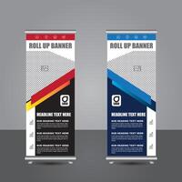 Roll up banner Design, roll up brochure flyer banner design vertical template , abstract geometric background, modern x-banner and flag-banner, rectangle size, modern Roll up banner template vector