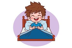 A happy young man goes to sleep. illustration in cartoon style. vector