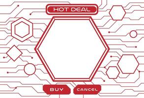 Futuristic Hot Deal banner design with action buttons for displaying and selling electronic products vector